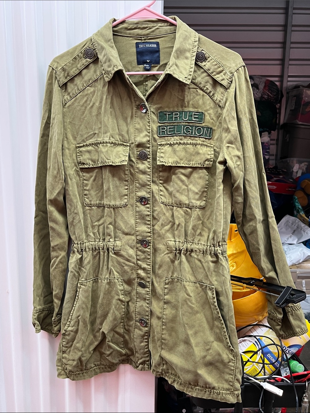 True Religion Olive Green Utility Jacket with Cinch Waist